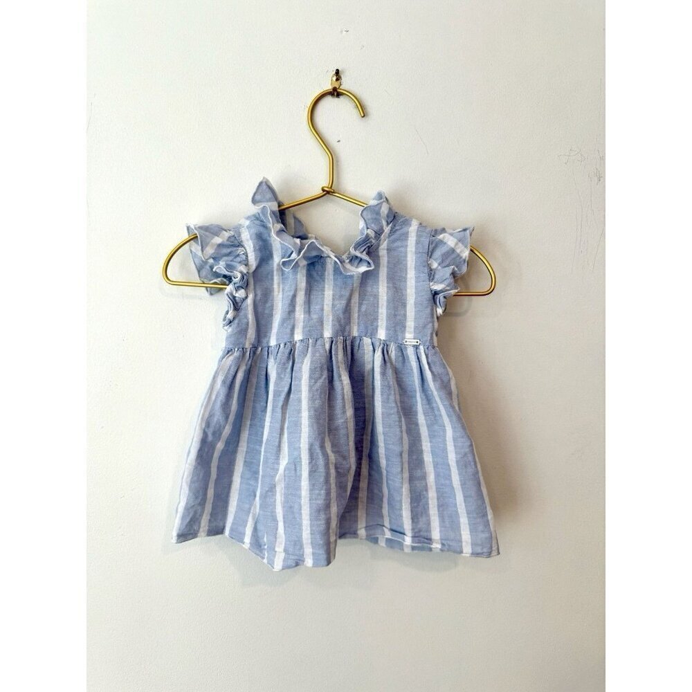 Mayoral Floral Flutter Sleeve Top Stripe Baby 12 Mo